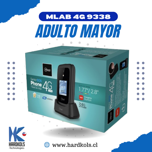 Teléfono Senior Shell 4G SOS 9338, doble pantalla 2,8″- 1,77″ con base de carga.